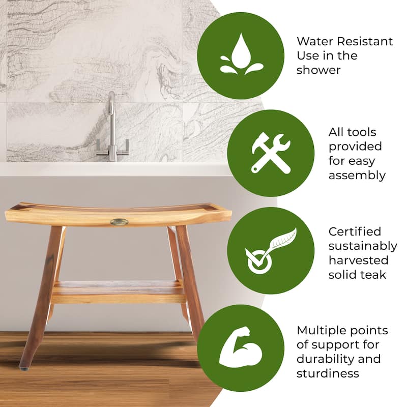 EcoDecors 24", Shower Stool, Shower Seat, Shower Chair for Inside